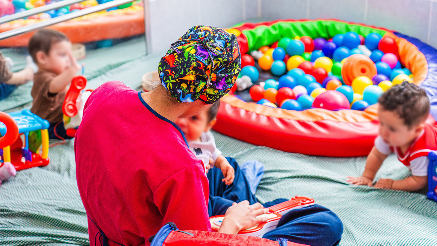 Niños en actividades recreativas infantiles